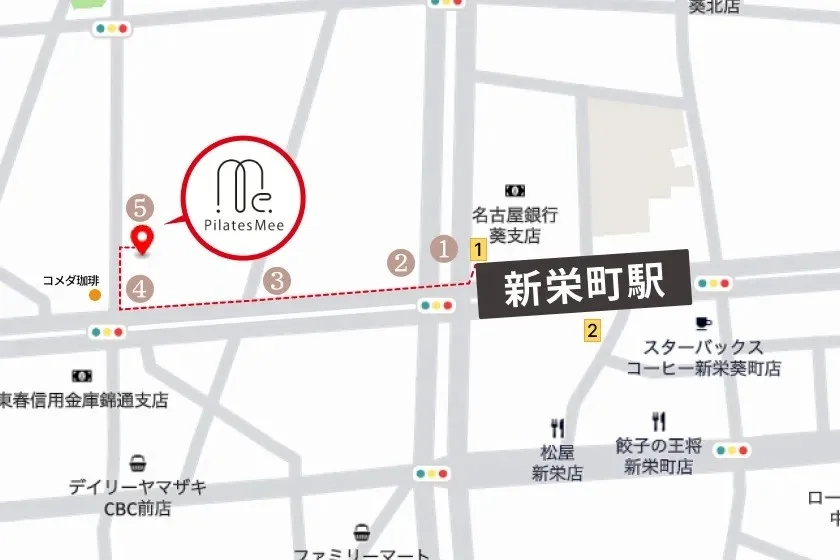 Pilates Mee 新栄・東桜店 地図・アクセス