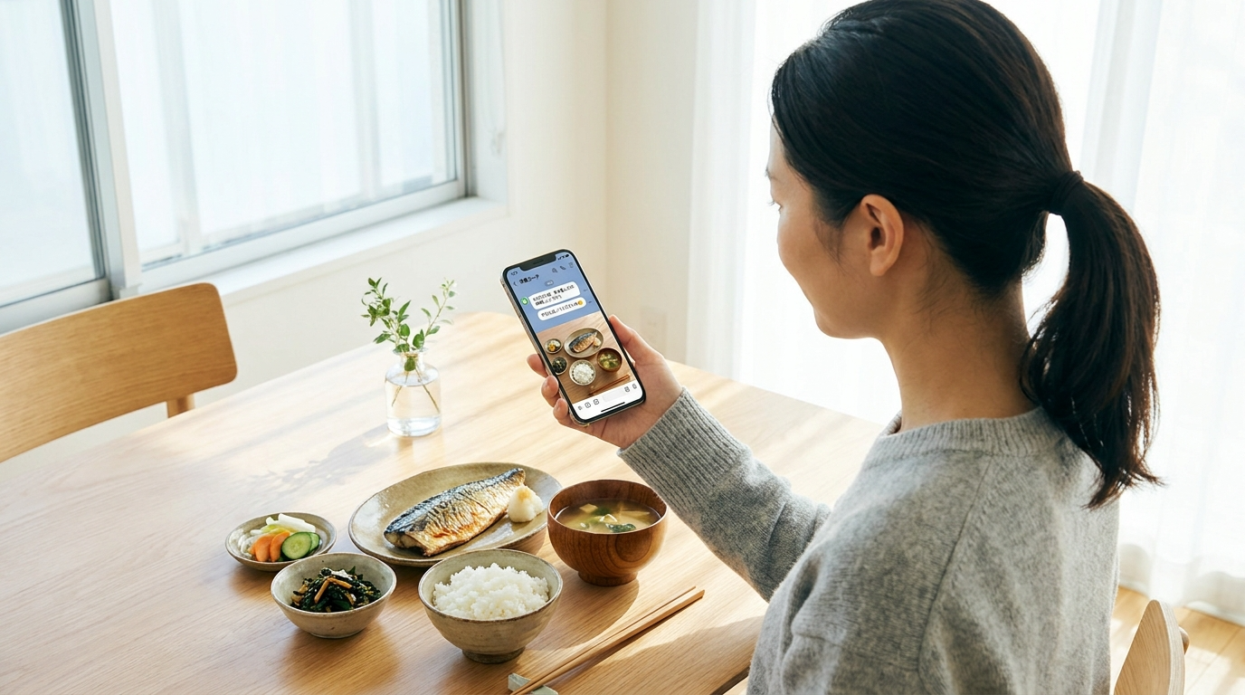 プレズ LINEで食事管理するイメージ
